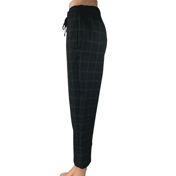 Aritzia The Group Babaton Black Plaid Tartan Straight Cropped Trousers Pants XS - Picture 2 of 5